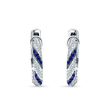 Twisted Tilted Row Huggie Hoop Earring Round Cubic Zirconia 925 Sterling