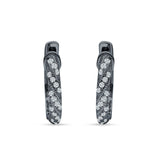 Twisted Tilted Row Huggie Hoop Earring Round Cubic Zirconia 925 Sterling