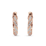 Twisted Tilted Row Huggie Hoop Earring Round Cubic Zirconia 925 Sterling