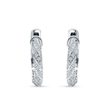 Twisted Tilted Row Huggie Hoop Earring Round Cubic Zirconia 925 Sterling