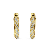 Twisted Tilted Row Huggie Hoop Earring Round Cubic Zirconia 925 Sterling