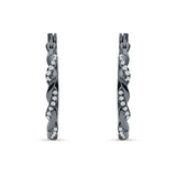 Round Twisted Infinity Hoop Earring Cubic Zirconia Two Tone 925 Sterling Silver