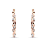 Round Twisted Infinity Hoop Earring Cubic Zirconia Two Tone 925 Sterling Silver
