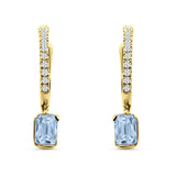 Emerald Cut Drop Dangle Hoop Earring Cubic Zirconia 925 Sterling Silver