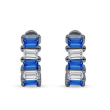 Minimalist Baguette Cubic Zirconia Huggie Hoop Earring Solid 925 Sterling Silver