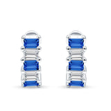 Minimalist Baguette Cubic Zirconia Huggie Hoop Earring Solid 925 Sterling Silver