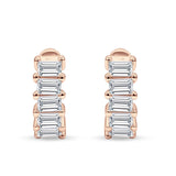 Minimalist Baguette Cubic Zirconia Huggie Hoop Earring Solid 925 Sterling Silver