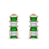 Minimalist Baguette Cubic Zirconia Huggie Hoop Earring Solid 925 Sterling Silver