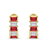 Minimalist Baguette Cubic Zirconia Huggie Hoop Earring Solid 925 Sterling Silver