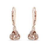 Trinity Knot Drop Dangle Leverback Earring Cubic Zrconia 925 Sterling Silver