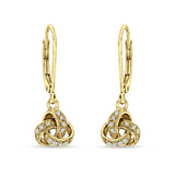 Trinity Knot Drop Dangle Leverback Earring Cubic Zrconia 925 Sterling Silver