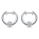 Round Ball Design Hoop Earring Cubic Zirconia 925 Sterling Silver