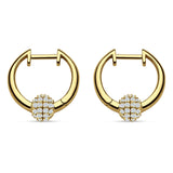 Round Ball Design Hoop Earring Cubic Zirconia 925 Sterling Silver