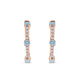 Round Cubic Zirconia Huggie Hoop Earring 925 Sterling Silver