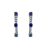 Round Cubic Zirconia Huggie Hoop Earring 925 Sterling Silver