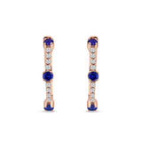 Round Cubic Zirconia Huggie Hoop Earring 925 Sterling Silver