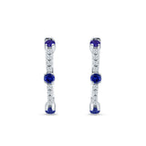 Round Cubic Zirconia Huggie Hoop Earring 925 Sterling Silver