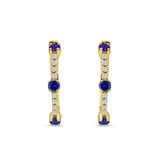 Round Cubic Zirconia Huggie Hoop Earring 925 Sterling Silver