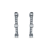 Round Cubic Zirconia Huggie Hoop Earring 925 Sterling Silver