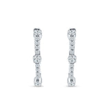 Round Cubic Zirconia Huggie Hoop Earring 925 Sterling Silver