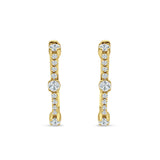 Round Cubic Zirconia Huggie Hoop Earring 925 Sterling Silver