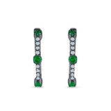 Round Cubic Zirconia Huggie Hoop Earring 925 Sterling Silver