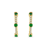 Round Cubic Zirconia Huggie Hoop Earring 925 Sterling Silver