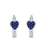 Heart Shaped Cubic Zirconia Beaded Huggie Hoop Earring 925 Sterling Silver