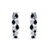 Pear Teardrop Cubic Zirconia Huggie Hoop Earring 925 Sterling Silver