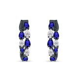 Pear Teardrop Cubic Zirconia Huggie Hoop Earring 925 Sterling Silver