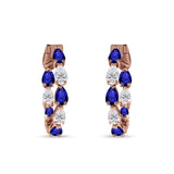 Pear Teardrop Cubic Zirconia Huggie Hoop Earring 925 Sterling Silver