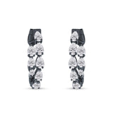 Pear Teardrop Cubic Zirconia Huggie Hoop Earring 925 Sterling Silver