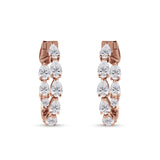 Pear Teardrop Cubic Zirconia Huggie Hoop Earring 925 Sterling Silver