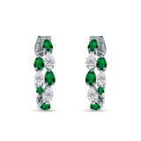 Pear Teardrop Cubic Zirconia Huggie Hoop Earring 925 Sterling Silver