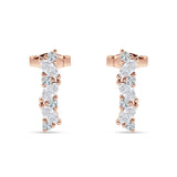 Marquise Zig Zag Bar Stud Earring Cubic Zirconia 925 Sterling Silver