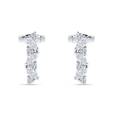 Marquise Zig Zag Bar Stud Earring Cubic Zirconia 925 Sterling Silver