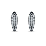 Three Row Oblong Hoop Earring Cubic Zirconia 925 Sterling Silver