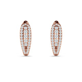 Three Row Oblong Hoop Earring Cubic Zirconia 925 Sterling Silver