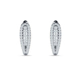 Three Row Oblong Hoop Earring Cubic Zirconia 925 Sterling Silver
