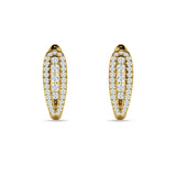 Three Row Oblong Hoop Earring Cubic Zirconia 925 Sterling Silver