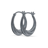 Round Beaded Creole Hoop Earrings Twisted 925 Sterling Silver