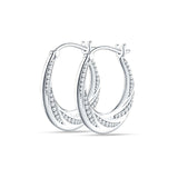 Round Beaded Creole Hoop Earrings Twisted 925 Sterling Silver