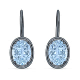 Oval Solitaire Drop Dangle Leverback Earring Cubic Zirconia 925 Sterling Silver