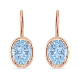 Oval Solitaire Drop Dangle Leverback Earring Cubic Zirconia 925 Sterling Silver