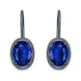 Oval Solitaire Drop Dangle Leverback Earring Cubic Zirconia 925 Sterling Silver