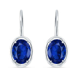 Oval Solitaire Drop Dangle Leverback Earring Cubic Zirconia 925 Sterling Silver