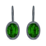 Oval Solitaire Drop Dangle Leverback Earring Cubic Zirconia 925 Sterling Silver