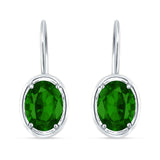 Oval Solitaire Drop Dangle Leverback Earring Cubic Zirconia 925 Sterling Silver