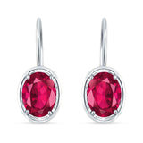 Oval Solitaire Drop Dangle Leverback Earring Cubic Zirconia 925 Sterling Silver