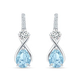 Pear Teardrop Twisted Infinity Stud Earring Cubic Zirconia 925 Sterling Silver